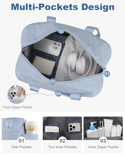 Pritent Travel Duffle Bag, Weekender Overnight Personal Item Carry On Bag - color: Blue, size: Large