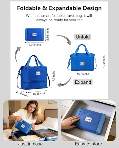 Foldable Travel Bag,Travel Duffle Bag,Foldable Duffle Bag for Travel - color: Blue