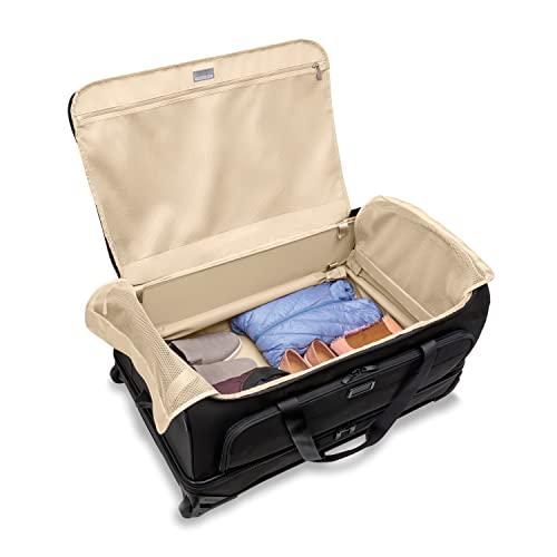 Briggs & Riley Large 2-Wheel Duffle - Checked Luggage for Travel, Suitcases with Wheels, Softside Rolling Bag for Men & Women, Self-Repairing Zipper - Baseline Collection, Black
