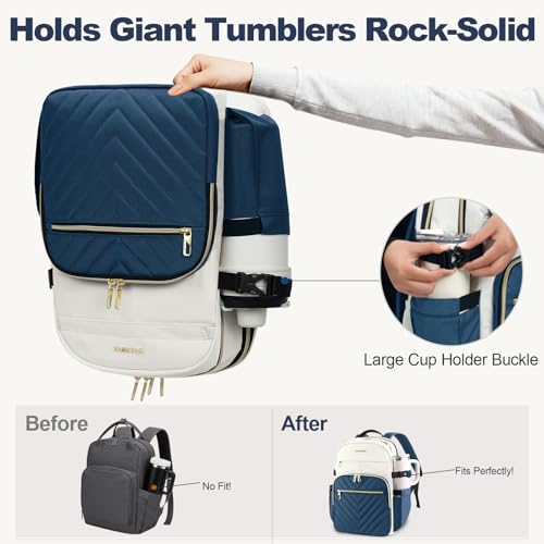 VANKEAN 15.6 Inch Laptop Backpack for Women Large Capacity - color: Beige-haze Blue, size: 15.6 Inch