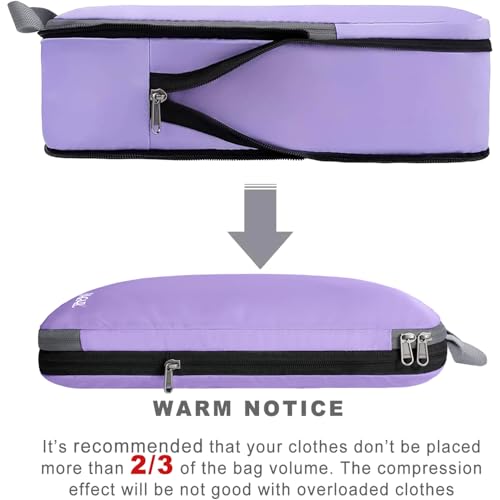 BAGAIL 4 Set/6 Set/8 Set Compression Packing Cubes Travel Accessories Expandable Packing Organizers(Lavender ClothPattern 4 Set) - color: 4-Lavender, style: Cloth Pattern