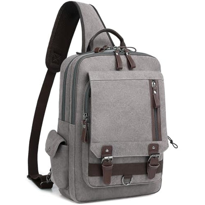 mygreen Canvas Cross Body Messenger Bag Shoulder Sling Backpack Travel Rucksack - color: Gray