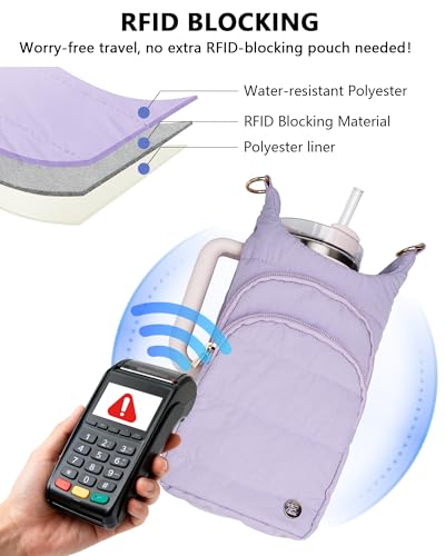 Water Bottle Holder with Strap 30/32 oz, Crossbody Water Bottle Carrier Bag - color: Purple