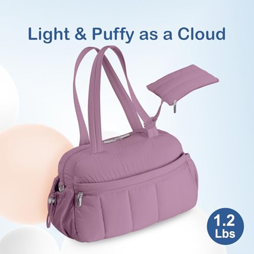 TOPDesign Travel Duffel Bag, Puffy Carry On Overnight, Gym Bag w/Wet Pocket - color: Purple