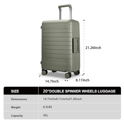 Luggage Sets 2 Piece, 20/28 Inch Hardside Zipperless Durable Suitcases with Spinner Wheels & TSA Lock, Green - color: Green