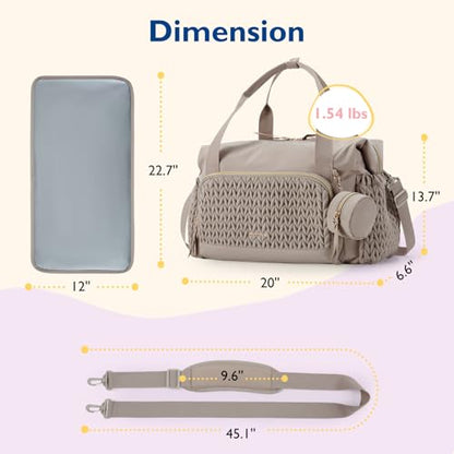 mommore Diaper Bag Tote Large Travel Baby Bag with Pacifier Case - color: Brown Taupe