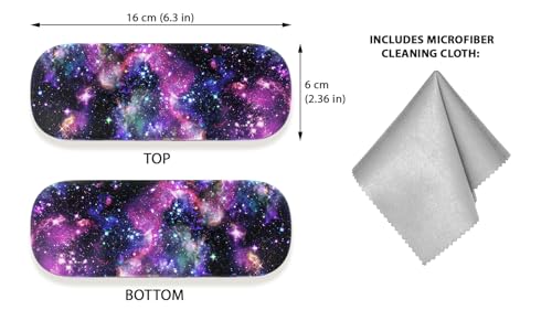 WIRESTER Hard Shell Eyeglasses Case, Clamshell Sunglasses Holder Protective Cover with Microfiber Cloth - color: Purple Nebula Galaxy
