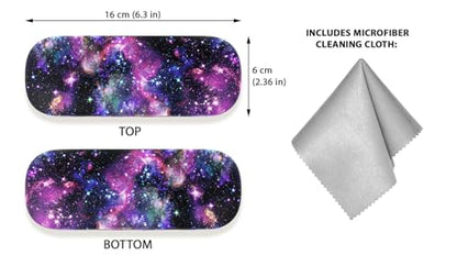 WIRESTER Hard Shell Eyeglasses Case, Clamshell Sunglasses Holder Protective Cover with Microfiber Cloth - color: Purple Nebula Galaxy