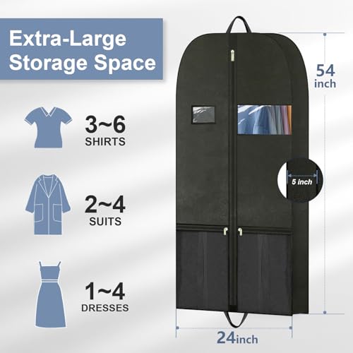 Garment Bag, 54 Inch for Men, Closet Travel, Suit Cover, Window, Hotel Use - size: (1 set ) 54" Garment Bag