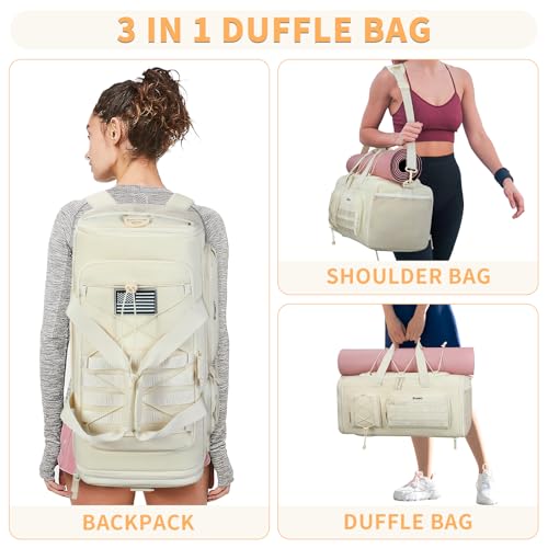 BOSSTIN Gym Bag for Men & Women, 45L-50L Expandable Sports Duffle Bag - color: Beige
