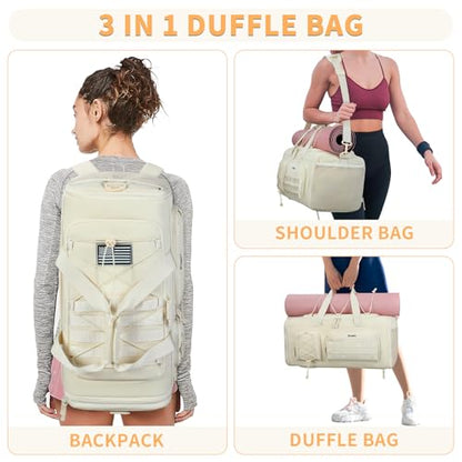 BOSSTIN Gym Bag for Men & Women, 45L-50L Expandable Sports Duffle Bag - color: Beige