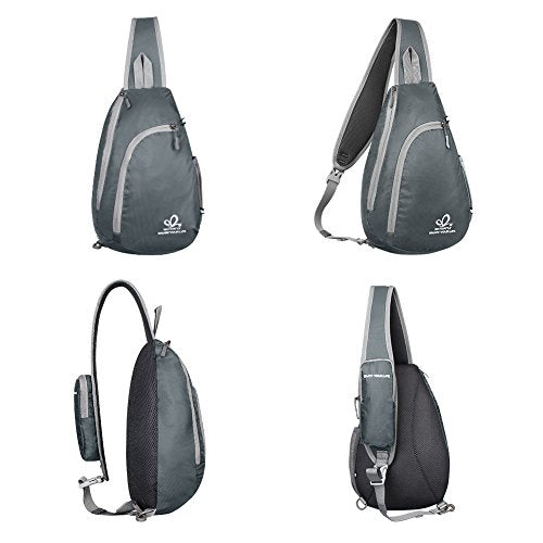 WATERFLY Crossbody Sling Bag, Small Shoulder Chest Backpack - color: Gray