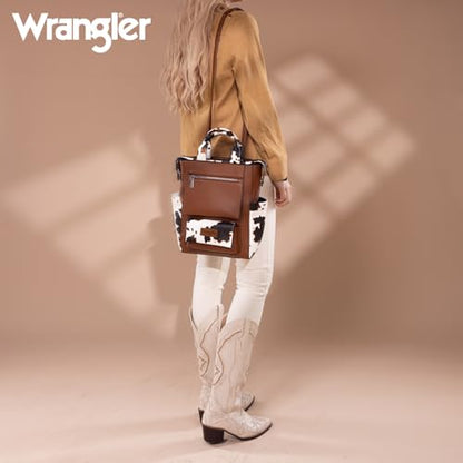 Montana West Wrangler Cow Print Backpack Purse for Women Vegan Leather Ladies Convertible Backpack Stylish Anti Theft Backpack with Adjustable Strap - color: A Classic Brown-cow Print