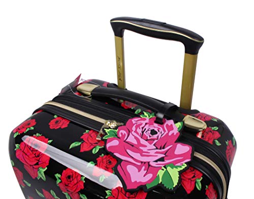 Betsey Johnson Designer Luggage Collection - Expandable 3 Piece Hardside Lightweight Spinner Suitcase Set - Travel Set includes 20-Inch Carry On, 26 inch and 30-Inch Checked Suitcase (Covered Roses) - color: Covered Roses
