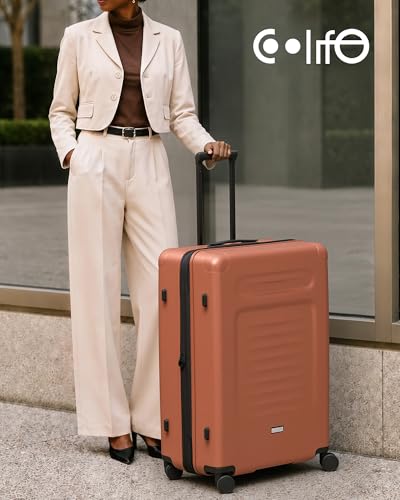 Coolife TSA 잠금 장치가 있는 확장 가능한 수하물, 주황색., 여행 - color: 주황색., size: 29 Inch-EXT