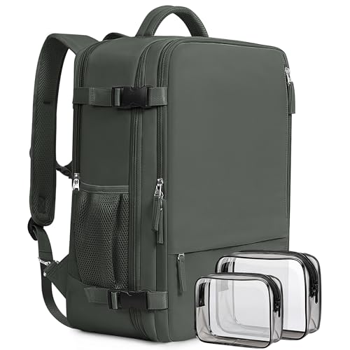 Beraliy Travel Backpack for Men Women,TSA Carry On Backpack Flight Approved - color: Olive-green