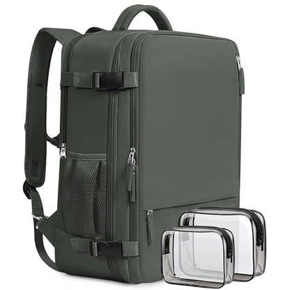 Beraliy Travel Backpack for Men Women,TSA Carry On Backpack Flight Approved - color: Olive-green