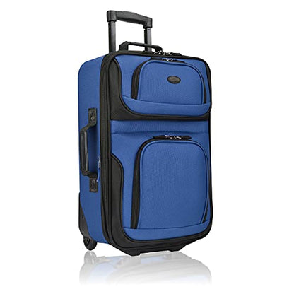 U.S. Traveler Rio Lightweight Softside Rolling Carry-on Suitcase, 2-Wheel Single, Royal Blue - color: Royal Blue, size: 21"