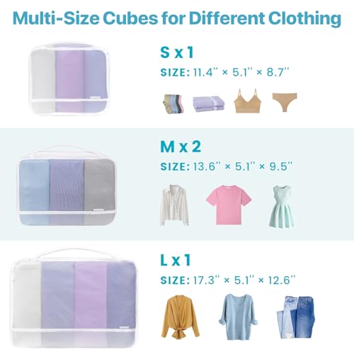Cambond Mesh Packing Cubes for Travel Women - Lightweight Travel Bags Luggage Packing Organizer Travel Cubes for Suitcase with Handle - style: 4 Set (1L+2M+1S) - Laundry/Packing
