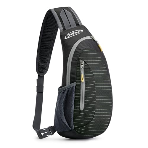 G4Free Small Sling Bag for Men Women, Crossbody Bags for Travel Outdoor | Durable Nylon Lightweight Sling Bag, Multi-Compartment, Adjustable Strap Chest Shoulder Bags Hiking Sports(Black) - color: Black