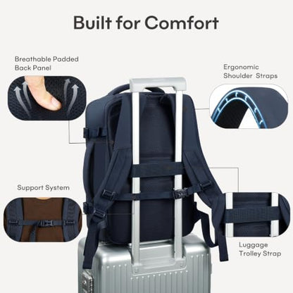 mibasies 40L Travel Backpack for Women & Men: Flight Approved Carry On Backpack, TSA Personal Item Bag with Water Bottle Pocket, Weekender Essentials Backpacks fits 17" Laptop - Navy - color: Navy, size: X-Large