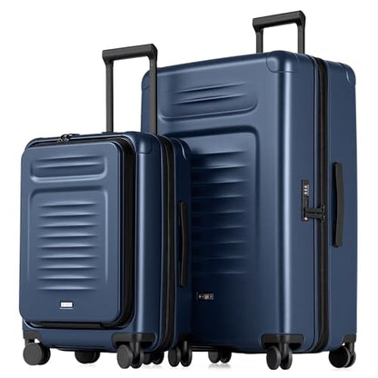 Coolife Expandable Luggage with TSA Lock 2 Piece Set Blue - color: Blue