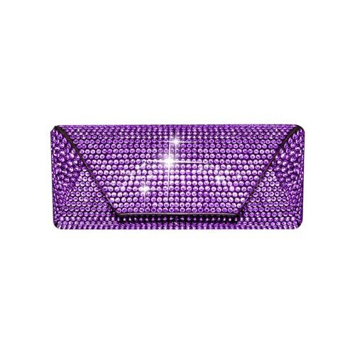 Bling Eyeglass Case for Women, Hard Shell Sunglasses Case - color: Purple