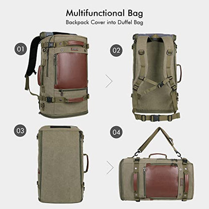 WITZMAN Travel Backpack for Men Large Convertible Duffel Bag Fits 16 Inch - color: 22 Inch Army Green