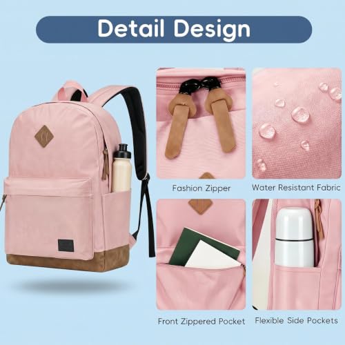 WOLT Travel Laptop Backpack for Men & Women with USB Charging Port - color: Pink