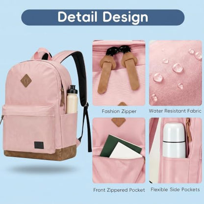 WOLT Travel Laptop Backpack for Men & Women with USB Charging Port - color: Pink