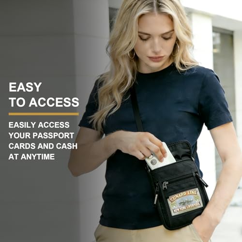 Neck Wallet for Travel-Passport Holder-Money Pouch-RFID Blocking - color: Black