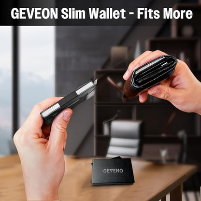 Slim Ridge Wallet for Men–Metal Minimalist RFID 1–21 Card Holder - color: Black, style: Cash Strap