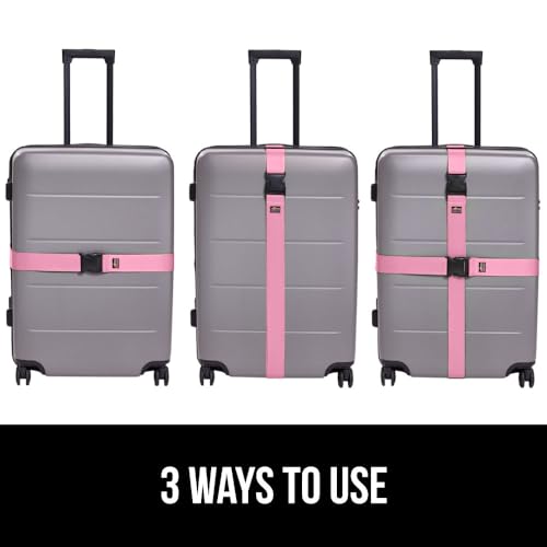 GORILLA GRIP Heavy Duty Luggage Straps for Suitcase, 2 Pack, Pink - color: Pink