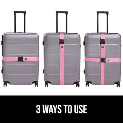 GORILLA GRIP Heavy Duty Luggage Straps for Suitcase, 2 Pack, Pink - color: Pink