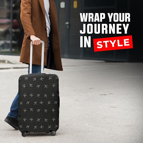 Reversible Travel Luggage Covers - 3 in 1 Design Carry on Cover - color: Black City Codes, size: Medium (58-63 x 38-42 x 23-27cm)