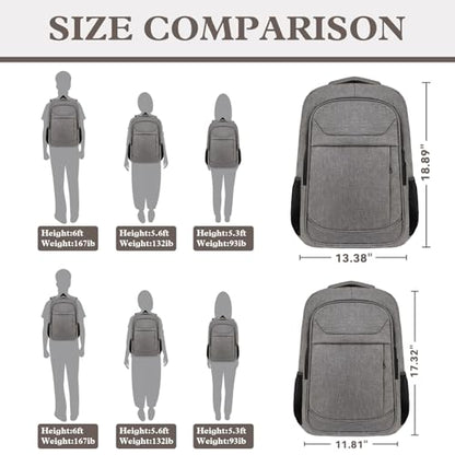 15.6" Travel Laptop Backpack for Men Women, Grey - color: Grey, size: 15.6 Inch(30L)