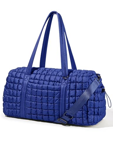 Quilted Travel Duffle Bag Puffer Weekender Bag Overnight Bag Duffel Gym Bag - color: Deep Navy