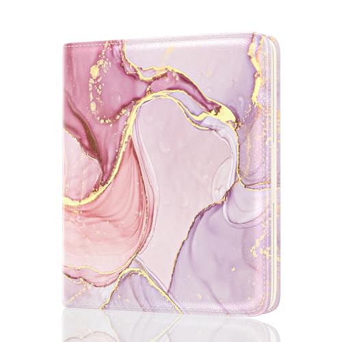 Rouidr Womens Wallet, RFID Small Slim Wallet for Women, Cute Bifold Leather Pocket Credit Card Holder Ladies Mini Purse with Zipper Coin Pocket & ID Window, Pink Marble - color: Pink Marble