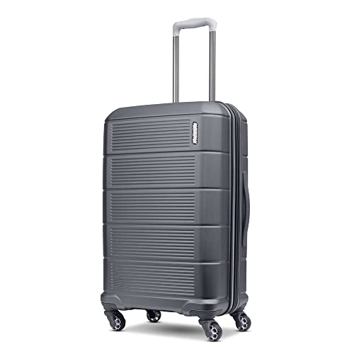 American Tourister Stratum 2.0 Expandable Hardside Luggage with Spinner Wheels, 24-Inch Checked-Medium, Charcoal - color: Charcoal, size: 24-Inch Checked-Medium