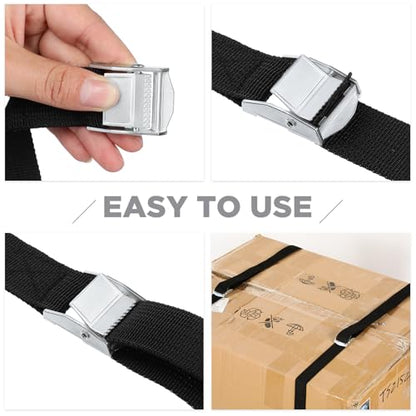 Riakrum 20 Feet 15 Pcs Lashing Straps with Buckles, Adjustable, Black - color: Black, size: 20 Feet