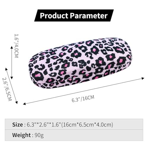 PERFECTSIGHT Hard Shell Eyeglasses Case, PU Leather Protective Glasses Case, Cute Eyeglass Case for Women Men Girls - color: Pink Leopard