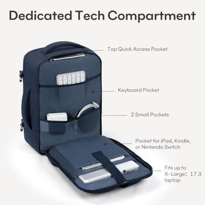 mibasies 40L Travel Backpack for Women & Men: Flight Approved Carry On Backpack, TSA Personal Item Bag with Water Bottle Pocket, Weekender Essentials Backpacks fits 17" Laptop - Navy - color: Navy, size: X-Large