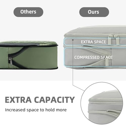 BAGAIL 4 Set/6 Set/8 Set Compression Packing Cubes Travel Accessories Expandable Packing Organizers (Square Mesh, 06-Grey) - color: 06-Grey, style: Square Mesh