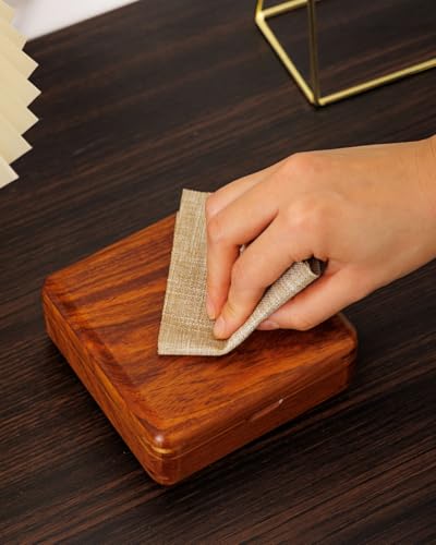Solid Teak Wood Ring Box, Earring Holder Organizer - color: Brown Velvet, size: Small (5"L*5"W*2"H)