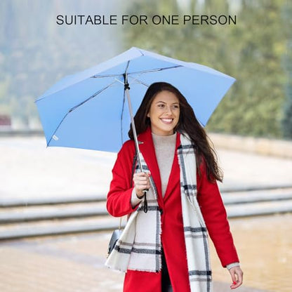 Automatic Lightweight Travel Flat Umbrella Compact Folding for Pocket - color: 0.2Light Blue