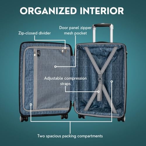 Skyway Nimbus 4.0 Expandable, Durable Hardside, 4 Wheel Spinner, Lightweight Suitcase, Unisex, Stylish, Shiny Silver, Carry-On 20-Inch - color: Shiny Silver, size: Carry-On 20-Inch