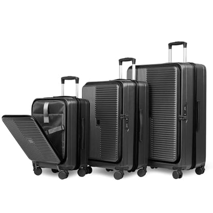Hardshell Luggage Sets 3 Piece Expandable Front Opening Luggage - color: Grey