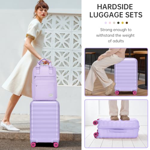 Carry On Luggage Set 3 Piece, Carry-on Suitcase With Wheels - color: BT-Glossy Lavender
