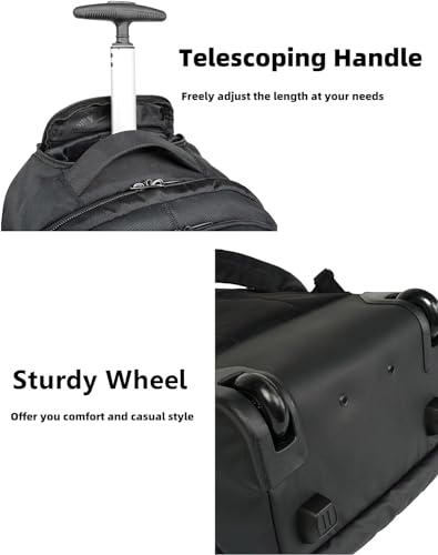 MATEIN Wheeled Backpack, 18 inch Laptop Backpack with Wheels - color: Black, size: 18-inch