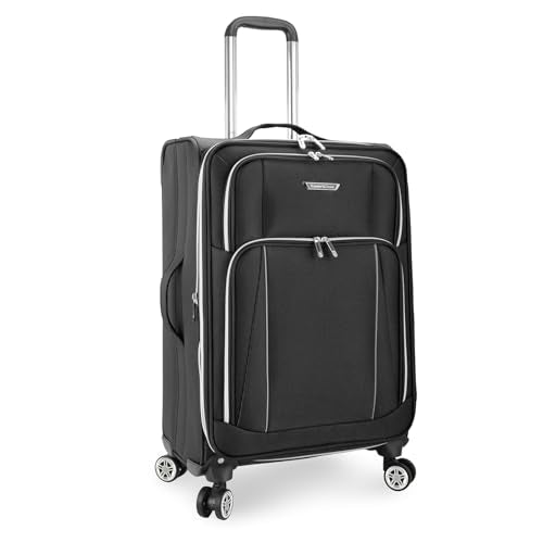 Traveler's Choice Lares Softside Expandable Luggage with Spinner Wheels, Black, Checked 26-Inch - color: Black, size: Checked (26-Inch)